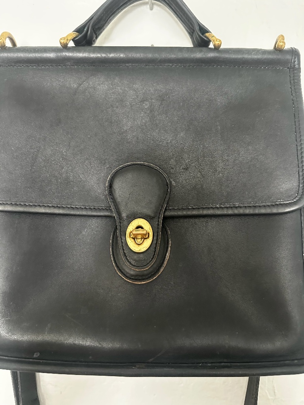 Vintage Coach Navy Blue Messenger Leather Bag